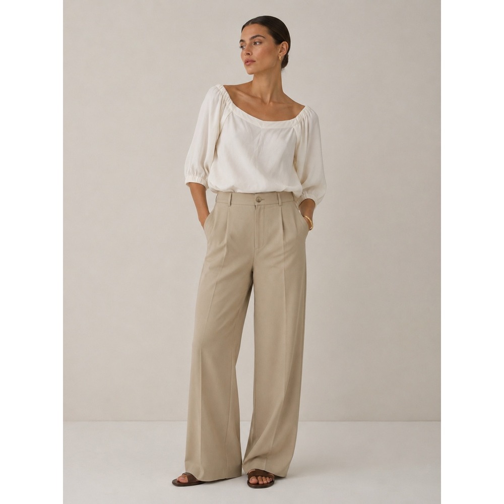 Babaton Aritzia‎ Off-White Japanese Fabric Puff Sleeve Blouse Small 56630